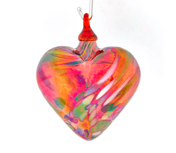 Red Feather Heart Ornament by Glass Eye Studio